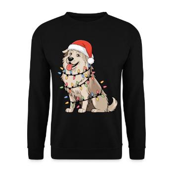 Great Pyrenees Christmas Lights Xmas Dogs Gifts - Unisex Sweatshirt - black - Front - Alina (178cm) & Michal (187cm)