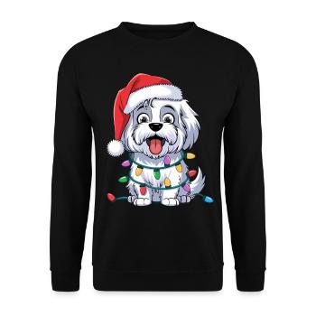 Coton de Tulear Christmas Lights Xmas Dogs Gifts - Unisex Sweatshirt - black - Front - Alina (178cm) & Michal (187cm)