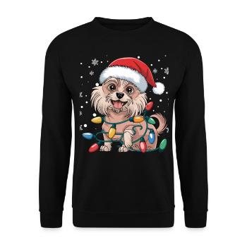 Lumières de Noël chinoises à crête Noël Chiens Cadeaux - Sweat-shirt Unisexe - noir - Devant - Alina (178cm) & Michal (187cm)