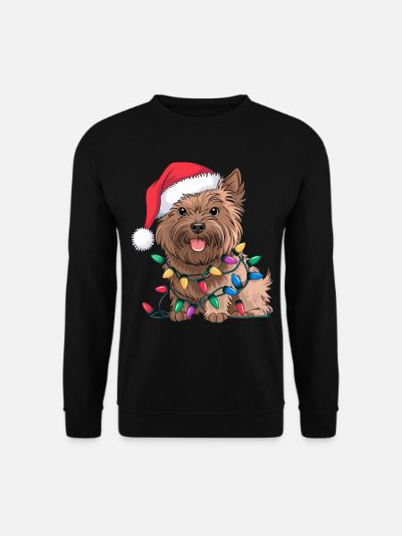 Cairn Terrier Christmas Lights Xmas Dogs Gifts - Unisex Pullover - Schwarz