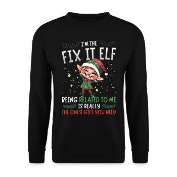 I’m the Fix It Elf - Look partenaire de Noël - Sweat-shirt Unisexe - noir - Devant - Alina (178cm) & Michal (187cm)