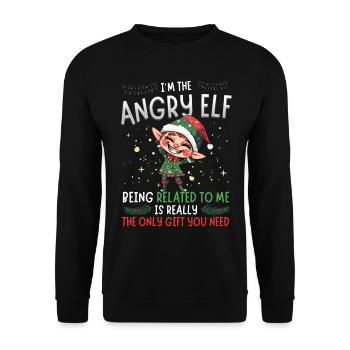 wI'm the Angry Elf - Partnerlook Weihnachten - Unisex Pullover - Schwarz - Vorne - Alina (178cm) & Michal (187cm)