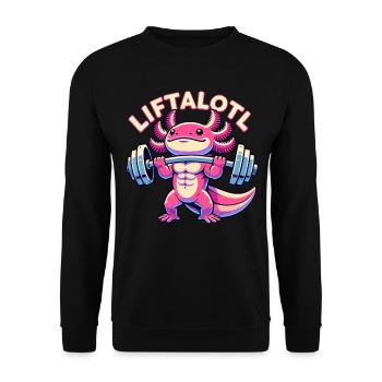 Fitness Musculation Musculation LIFTALOTL Axolotl - Sweat-shirt Unisexe - noir - Devant - Alina (178cm) & Michal (187cm)
