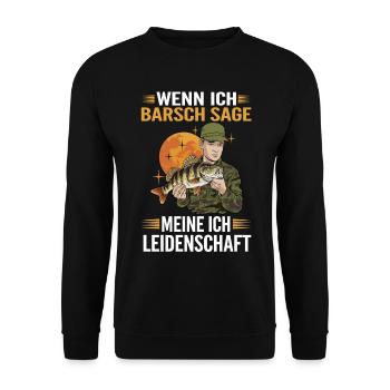 Barsch Angeln meine Leidenschaft - Unisex Pullover - Schwarz - Vorne - Alina (178cm) & Michal (187cm)