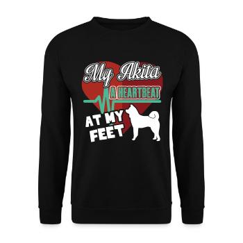 My Akita A Heartbeat At My Feet - Unisex Sweatshirt - black - Front - Alina (178cm) & Michal (187cm)