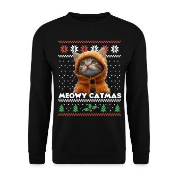 Miaou Catmas Noël assorti Look chat fans - Sweat-shirt Unisexe - noir - Devant - Alina (178cm) & Michal (187cm)