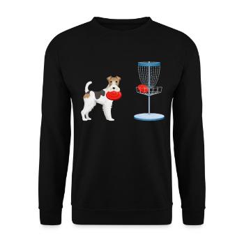 Chien qui joue au disc golf - Chien de disc golf - Sweat-shirt Unisexe - noir - Devant - Alina (178cm) & Michal (187cm)