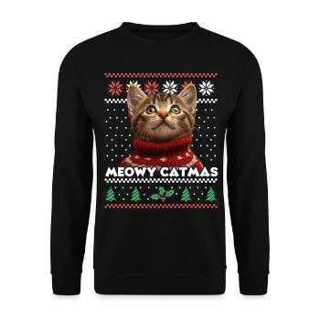Meowy Catmas Noël Look assorti - Écharpe rouge - Sweat-shirt Unisexe - noir - Devant - Alina (178cm) & Michal (187cm)