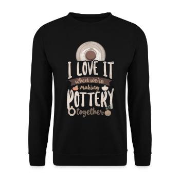 Poterie Céramiste Artiste Amis - Sweat-shirt Unisexe - noir - Devant - Alina (178cm) & Michal (187cm)