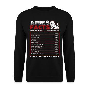 Aries Facts Funny Sign Of Zodiac - Unisex Sweatshirt - black - Front - Alina (178cm) & Michal (187cm)