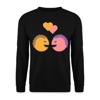 Gesicht Liebe Herz Geschenk - Unisex Pullover - Schwarz - Vorne - Alina (178cm) & Michal (187cm)