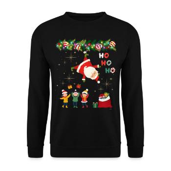 Père Noël, Noël, Cadeaux - Sweat-shirt Unisexe - noir - Devant - Alina (178cm) & Michal (187cm)