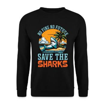 Shark Enthusiast No Fins No Future Marine Biology - Unisex Sweatshirt - black - Front - Alina (178cm) & Michal (187cm)