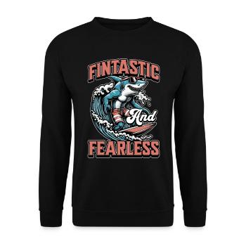 Shark Enthusiast Fintastic And Fearless Freediving - Unisex Sweatshirt - black - Front - Alina (178cm) & Michal (187cm)