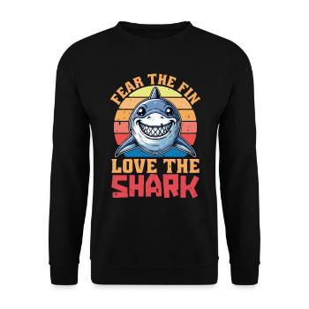 Shark Enthusiast Fear The Fin Marine Biologist - Unisex Sweatshirt - black - Front - Alina (178cm) & Michal (187cm)