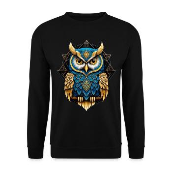 Owl Bird Guardian Night Nature Mystical Colorful Art - Unisex Sweatshirt - black - Front - Alina (178cm) & Michal (187cm)