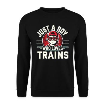 Zug Lokomotive Eisenbahn, für Jungs - Unisex Pullover - Schwarz - Vorne - Alina (178cm) & Michal (187cm)