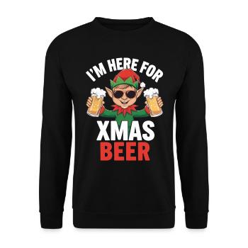 Citation de Noël sur la bière de Noël Elf - Sweat-shirt Unisexe - noir - Devant - Alina (178cm) & Michal (187cm)