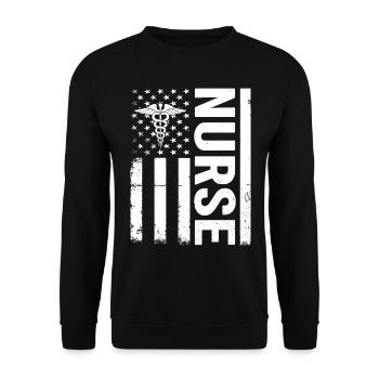 Nursing Nurse - Nurse US Flag - Unisex Sweatshirt - black - Front - Alina (178cm) & Michal (187cm)
