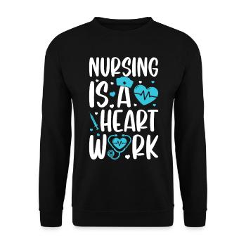 Nursing is a heart work - Hospital Nurse - Unisex Sweatshirt - black - Front - Alina (178cm) & Michal (187cm)