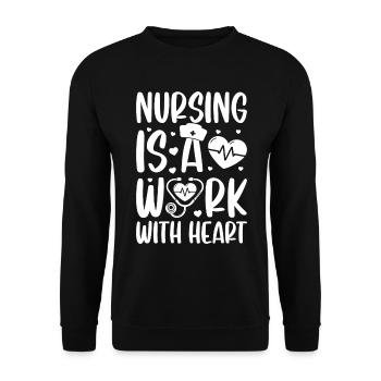 Nurse Life Hospital Nurse - Nursing is a work with - Unisex Sweatshirt - black - Front - Alina (178cm) & Michal (187cm)