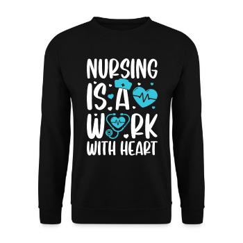 Les soins infirmiers sont un travail avec le cœur - Hospital Nurse Nurs - Sweat-shirt Unisexe - noir - Devant - Alina (178cm) & Michal (187cm)