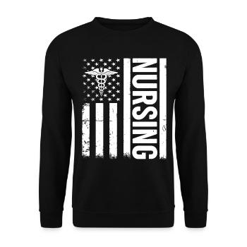 Hospital Nurse - Nurse Nursing US Flag - Unisex Sweatshirt - black - Front - Alina (178cm) & Michal (187cm)