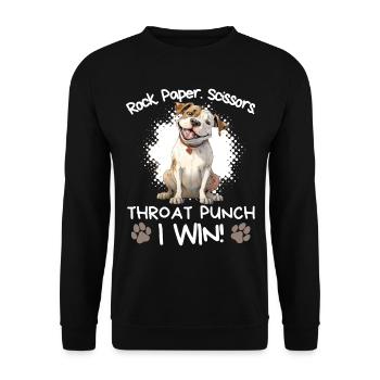 Roche Papier Ciseaux Bouledogue Sarcastique Drôle - Sweat-shirt Unisexe - noir - Devant - Alina (178cm) & Michal (187cm)