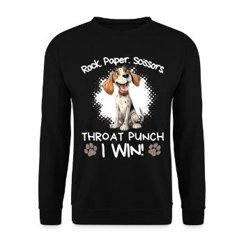 Rock Paper Scissors Throat Punch - Spaniel Humor - Unisex Pullover - Schwarz - Vorne - Alina (178cm) & Michal (187cm)