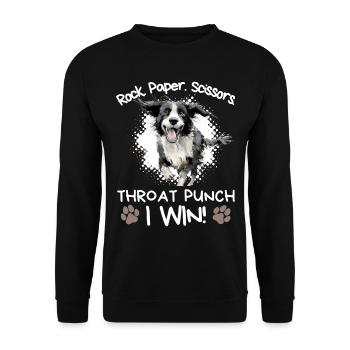 Rock Paper Scissors Throat Punch - Border Collie - Unisex Pullover - Schwarz - Vorne - Alina (178cm) & Michal (187cm)