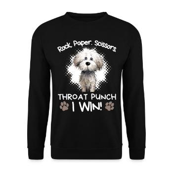 Rock Paper Scissors Throat Punch Bichon Frise Hund - Unisex Pullover - Schwarz - Vorne - Alina (178cm) & Michal (187cm)