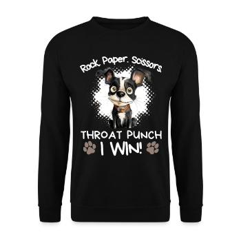 Roche Papier Ciseaux Boston Terrier Humour Drôle - Sweat-shirt Unisexe - noir - Devant - Alina (178cm) & Michal (187cm)