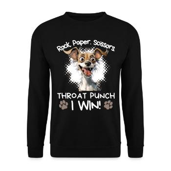 Roche Papier Ciseaux Jack Russell Sarcasme Humour - Sweat-shirt Unisexe - noir - Devant - Alina (178cm) & Michal (187cm)