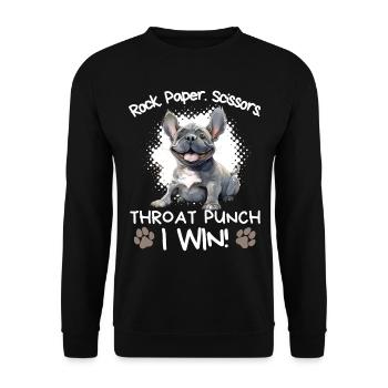 Roche Papier Ciseaux Bouledogue Français Drôle - Sweat-shirt Unisexe - noir - Devant - Alina (178cm) & Michal (187cm)