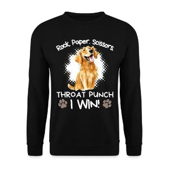 Roche Papier Ciseaux Golden Retriever Drôle - Sweat-shirt Unisexe - noir - Devant - Alina (178cm) & Michal (187cm)