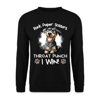 Roche Papier Ciseaux Rottweiler Humour drôle - Sweat-shirt Unisexe - noir - Devant - Alina (178cm) & Michal (187cm)