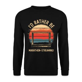 I'd Rather Be Marathon Streaming Movies Series - Unisex Sweatshirt - black - Front - Alina (178cm) & Michal (187cm)