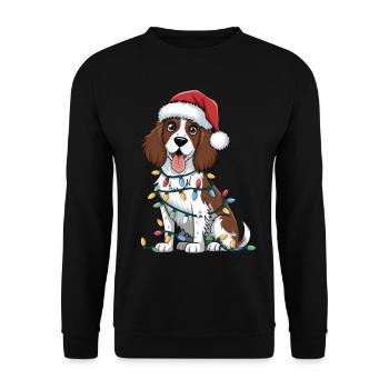 English Springer Spaniel Christmas Lights Xmas - Unisex Pullover - Schwarz - Vorne - Alina (178cm) & Michal (187cm)
