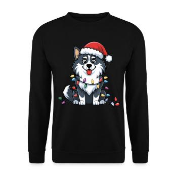Finnish Lapphund Christmas Lights Xmas Dogs Gifts - Unisex Sweatshirt - black - Front - Alina (178cm) & Michal (187cm)