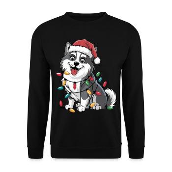 Eskimo Noël Lumières Noël Chiens Cadeaux - Sweat-shirt Unisexe - noir - Devant - Alina (178cm) & Michal (187cm)