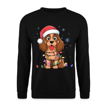 English Cocker Spaniel Christmas Lights Xmas Dogs - Unisex Sweatshirt - black - Front - Alina (178cm) & Michal (187cm)