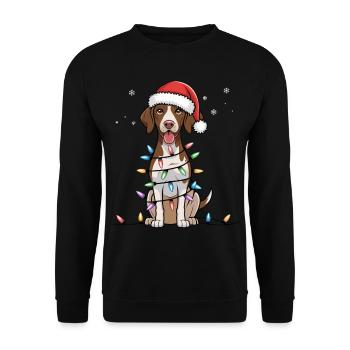 Allemand Pointer à poil court Noël lumières de Noël - Sweat-shirt Unisexe - noir - Devant - Alina (178cm) & Michal (187cm)