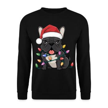 Bouledogue français Noël lumières Noël chiens m’offre - Sweat-shirt Unisexe - noir - Devant - Alina (178cm) & Michal (187cm)