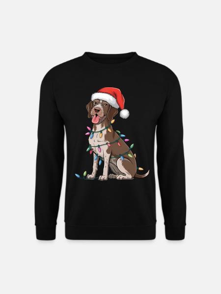 German Wirehaired Pointer Christmas Lights Xmas - Unisex Pullover - Schwarz