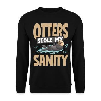 Otter Otters Stole My Sanity - Unisex Sweatshirt - black - Front - Alina (178cm) & Michal (187cm)