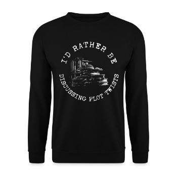 I'd Rather Be Discussing Plot Twists Lesen Buch - Unisex Pullover - Schwarz - Vorne - Alina (178cm) & Michal (187cm)