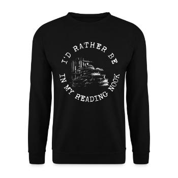 I'd Rather Be In My Reading Nook Lesen Buch Bücher - Unisex Pullover - Schwarz - Vorne - Alina (178cm) & Michal (187cm)