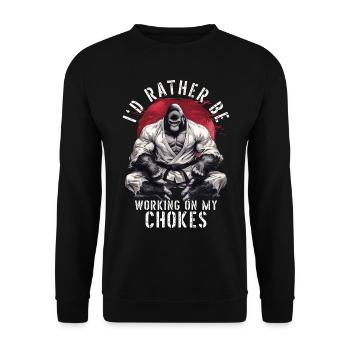 I'd Rather Be Working On My Chokes BJJ Jiu Jitsu - Unisex Sweatshirt - black - Front - Alina (178cm) & Michal (187cm)