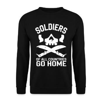 Soldiers of all Countries Go Home Anti Krieg - Unisex Pullover - Schwarz - Vorne - Alina (178cm) & Michal (187cm)