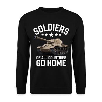 Soldiers of all Countries Go Home Anti Krieg - Unisex Pullover - Schwarz - Vorne - Alina (178cm) & Michal (187cm)
